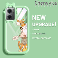 เคส Chenyyka สำหรับ Xiaomi Redmi 10 5G Redmi Note 11E 5G Redmi 11 Prime 5G เคสกระแสแฟชั่นแบรนด์มีโบว์สีรูปสัตว์เคสนิ่มน่ารักเคสกรอบสีเคสกันกระแทกกล้อง