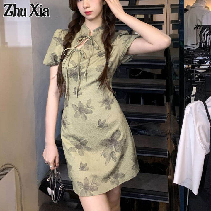 Zhu Xia Váy Sườn Xám Cách Tân Nữ Váy Ngắn Tay Phong Cách Trung Quốc Giảm  Béo Eo Thuần Khiết Retro Mới Của Phụ Nữ | Lazada.Vn