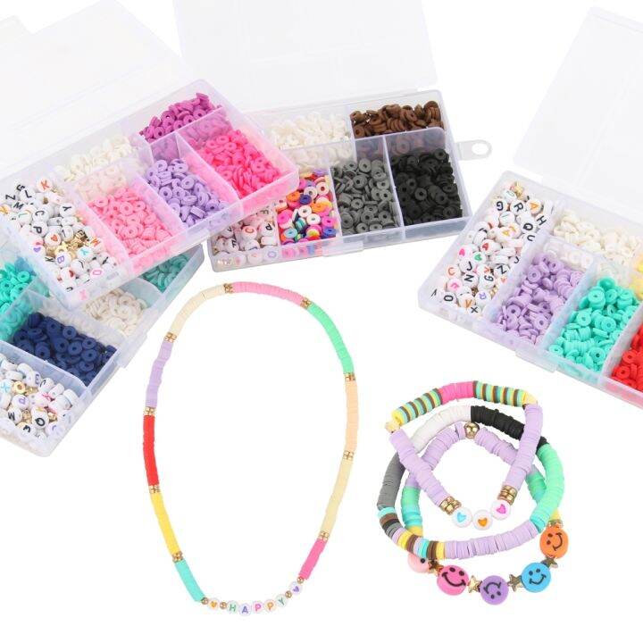 cw-15-polymer-clay-jewelry-making-kits-soft-pottery-spacer-beads-kids-necklace-sets