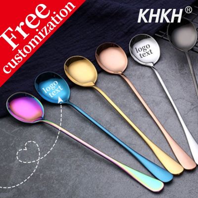 ♈◈ Free Custom Logo/name Teaspoon Coffee Spoon Multicolor SS Spoon Dinner Spoon Soup Spoon Drink Soup Ice Cream Dessert Spoon