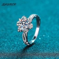 Women New Arrival Vintage 925 Sterling Silver Brilliant Cut 1 Carat Pass Diamond Tester D Color Moissanite Wedding Ring Jewelry