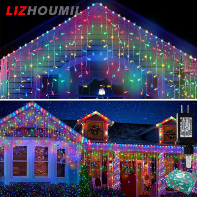 LIZHOUMIL 10m 400led String Lights Low Voltage Outdoor Waterfall Christmas Lamps For Eaves Patio Garden Decor