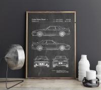 Nissan GTR Car Patent Artwork Canvas Wall Art Poster-การตกแต่งห้องที่สมบูรณ์แบบพิมพ์เขียวและไอเดียของขวัญสำหรับผู้ที่ชื่นชอบรถสปอร์ต