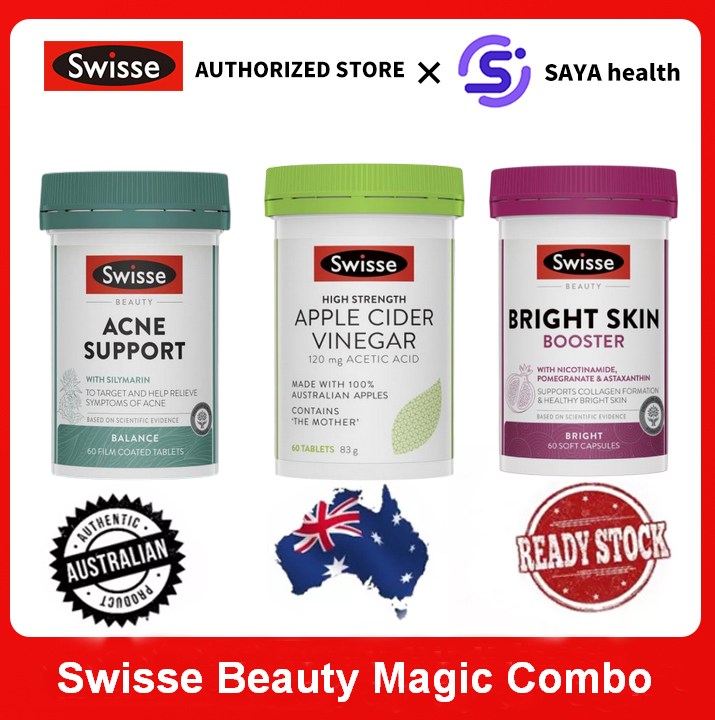 Swisse Beauty Magic Combo ( Acne support + Apple Cider Vinegar + Bright ...