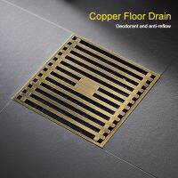 All Copper Bathroom Washing Machine Shower Floor Drain Long Drainage Square Shower Large Floor Drains Shower Drain Cover Traps Drains