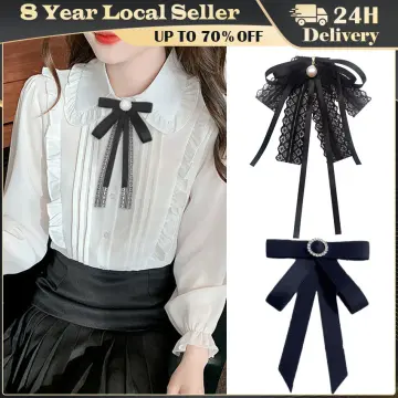 Lace Rhinestone Bow Tie Brooch Pin Fashion Korean Women's College Style  Shirt Neckline Accessories Ribbon Collar Flower Pins