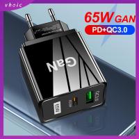 VHOIC 65W PD PD ที่ชาร์จโทรศัพท์แบบเร็ว QC3.0 ชาร์จได้อย่างรวดเร็ว ที่ชาร์จด่วน แบบพกพาได้ แหล่งจ่ายไฟฟ้า หม้อแปลง USB สากลสากลสากล