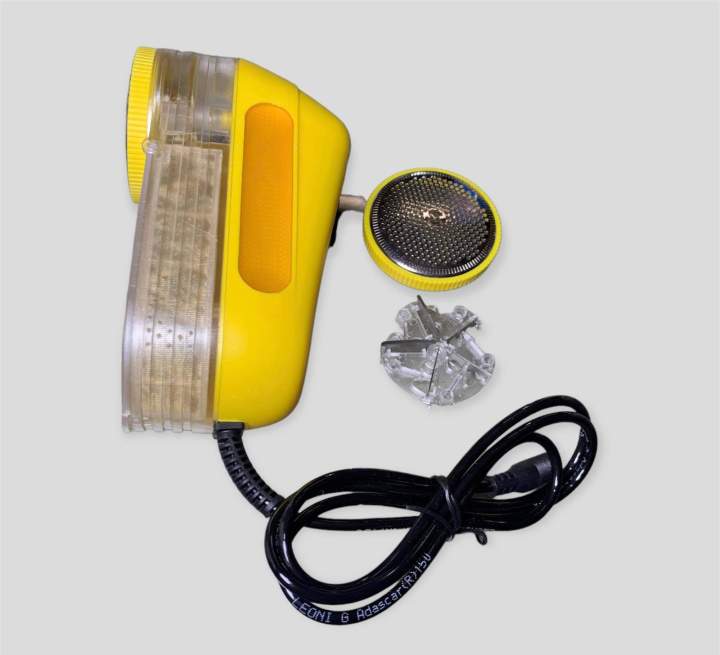 เครื่องตัดขุยผ้าไฟฟ้า-jxdสีเหลือง-รุ่นใบตัดแบบ-5-ใบมีด-มอเตอร์-35w