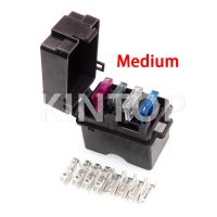 1 Set 4way Medium Relay Fuse Holder Assembly Black Standard Car Insurance Fuse Box Automotive Circuit Controller Box