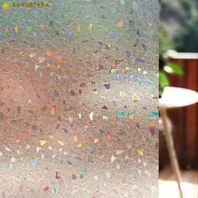 Letabitha สติกเกอร์กระจกความเป็นส่วนตัวพีวีซี1ม้วนฟิล์มบังแสงหน้าต่างโปร่งแสงถอดออกได้สำหรับห้องน้ำในครัวเรือน
