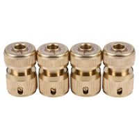 4 Pc Brass Hose Connector Hose End Quick Connect Fitting 1/2 inch Hose Pipe Quick Connector for Gardening Home Watering,Car Washing