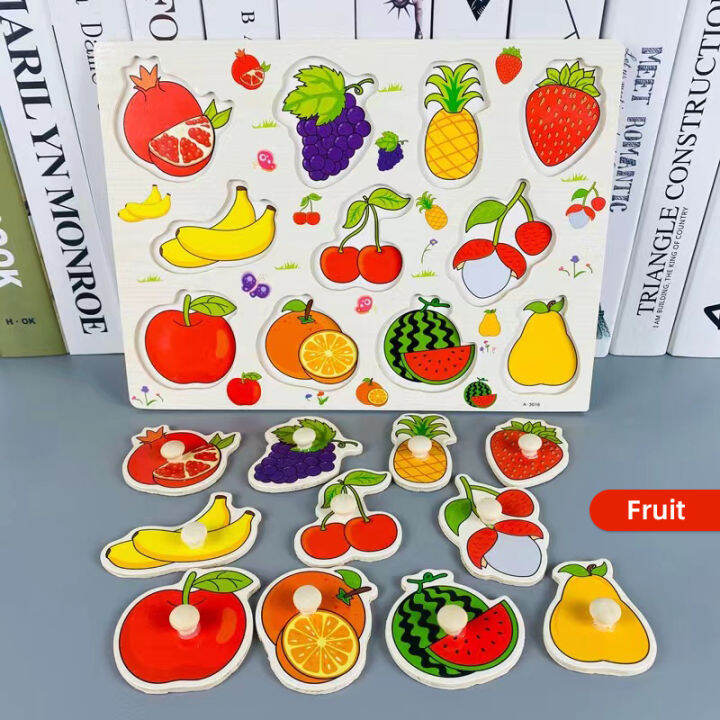 Kids Fruit Wooden Puzzle Education Wooden Board Jigsaw Puzzles gifts ...