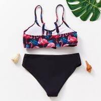 HOT★6 ~ 13Y วัยรุ่นชุดบิกินี่ชุด Flamingo Girls ชุดว่ายน้ำเด็กใหม่2022ชุดว่ายน้ำเด็กหญิง Tankini ชุด Beach Wear