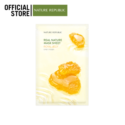 NATURE REPUBLIC REAL NATURE ROYAL JELLY MASK SHEET (23ml) มาส์กหน้าบำรุงผิว สูตรนมผึ้ง ต่อต้านริ้วรอย