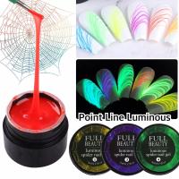 สีเจลแมงมุม สีแมงมุมเรืองแสง สีเจลเรืองแสง Nail Spider Gel Painting Drawing Gel Point Line Luminous Lacquers