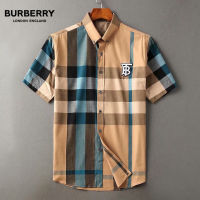 เสื้อแขนสั้นผู้ชาย Burberrys สถานียุโรปเสื้อลำลองธุรกิจอังกฤษปักลายตารางคลาสสิก