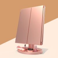 「orange beauty cosmetics」 Hot Makeup Table Mirror Trifold Travel Vanity 1X/2X/3X Magnifying LED Mirror Cosmetic Mirror Desktop Mirror Color Box