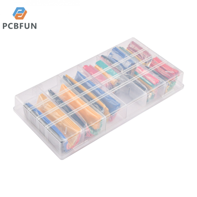 pcbfun ชุดท่อหดความร้อน328ชิ้นอัตราส่วนพันสายไฟหลอดที่หดได้เมื่อถูกความร้อนความร้อน2:1ชุดสายเคเบิลไฟฟ้าพร้อมกล่อง (8ขนาดต่างๆ/5สี)