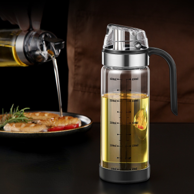 Automatic opening and closing glass oil can oil bottle, spice bottle, leak-proof, meterable oil can, vinegar pot, kitchen helper