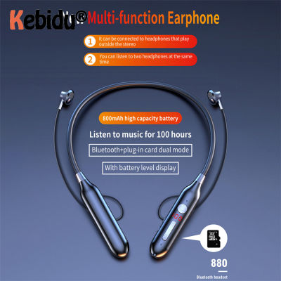 Dropship LED Display earphones 100 Hours Endurance Bluetooth 5.0 Wireless Headphones Stereo Bass Neckband Power Headset TF Card