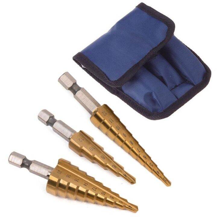 3pcs-brocas-prar-hss-metric-1-4-hex-shank-titanium-coated-step-drill-bit-cutting-tool-metal-laque-sharpener-drill-bit-set-cone