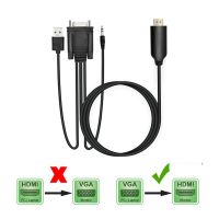 VGA HDMI-15 Male 15Pin To HDMI Cable Male Adapter Cable Converter 5FT 1.8M HD Splitter Switch For PC HDTV Monitor