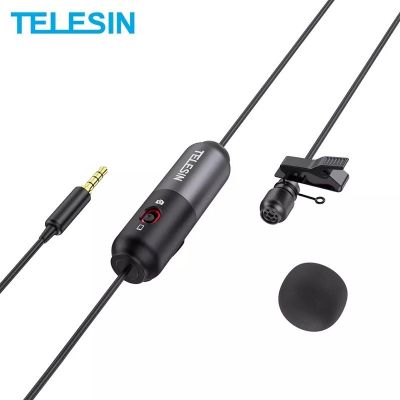 TELESIN Microphone 5.5m Clip-on Lavalier Mini Audio 3.5mm Collar Condenser Lapel Mic for Recording For Phone DSLR