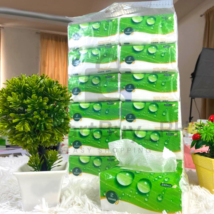 HOMMSS 12 Packing Organic Facial Tissue 3Layers 240 Sheets Multi