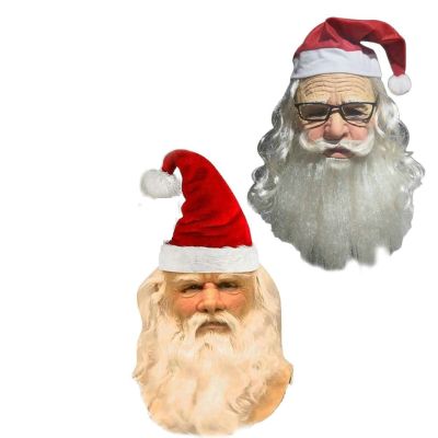 2022 Christmas Santa Claus White Hair Beard Glasses Santa Claus Mask Headdress Grandpa Latex Mask Santa Claus Performance Props