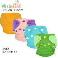 Wizinfant NB Cloth Diaper,Baby Nappy, AIO Diaper With A Micro Fleece Inside Insert. Fit Baby 0-3 Months Or 6-12 Ibs