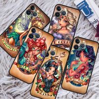 Disney Tattoo Princess Case For Apple iPhone 14 13 Pro Max 11 12 Mini 7 8 Plus SE X XR XS 6 6S 5 5S Silicone Soft Phone Cover  Screen Protectors