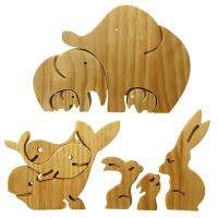 Wooden Animal Family Puzzles Animal Heart Tabletop Statues Aesthetic Animal Figurines for Bedroom Living Room Cute Sculpture for Hotel Apartment competent