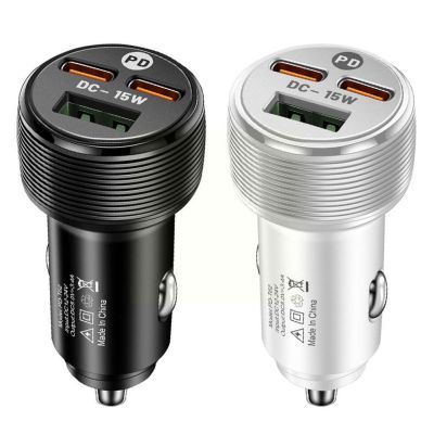 【LZ】ↂ  3Ports USB Car Charger 15W Car Cigarette Lighter Fast USB Voltage Adapter Detection Charger TypeC With Y2A3