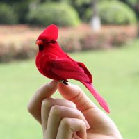 2pcs Simulation Feather Birds with Clips for Garden Lawn Tree Decor Handicraft Red Birds Figurines Christmas Home Decoration