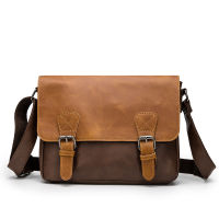 Luxury Versatile Hasp Brown Men Messenger Bag Vintage Travel Shoulder Crossbody Bags For Men Classic Leather Male Sling Bags