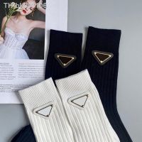 ஐ✇☏ 2023 New Triangle Label Socks Brand Designer Sock Europe Letter Embroidery Luxury Socks Cotton Sexy Warm Personality Fashion