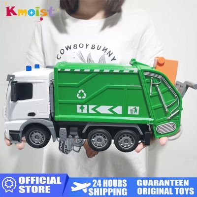 Kids RC Garbage Truck Toy with Lights 1:24 Scale Radio Controlled Car Sanitation Vehicle Recycling Cars Early Learning Boys Toys