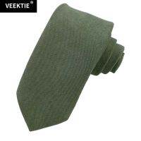 【Fashion house]VEEKTIE แฟชั่นเนคไทสำหรับผู้ชายเด็กเดิม Sage สีเขียวมรกตผ้าฝ้ายผ้าลินิน6เซนติเมตรผูกบางงานแต่งงานแข็งปกติสบายๆ