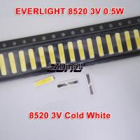 8520 LED แบบ SMD เอเวอร์ไลท์100ชิ้นไฟไฟ LED สีขาวเย็น3V 0.5W สำหรับ LCD ทีวีไฟแบล็คไลท์ LED โคมไฟลูกปัดซ่อมริ้วสายไฟ