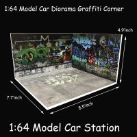 Diorama 1:64 Model Car Graffiti Corner Scenery Photo Background Parking Station