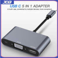 JDB Type-C แท่นเชื่อมต่อ USB,แท่นชาร์จ USBC เป็น HDMI Plus VGA สายสัญญาณเสียงและวิดีโอแบบห้าอิน1