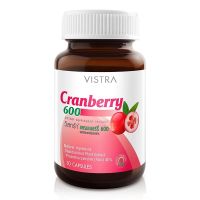 Vistra Cranberry 600 วิสทร้า แครนเบอร์รี่ ลดการติดเชื้อในกระเพาะปัสสาวะ ดูแลผิว ริ้วรอยก่อนวัย ขนาด 30 แคปซูล 10101