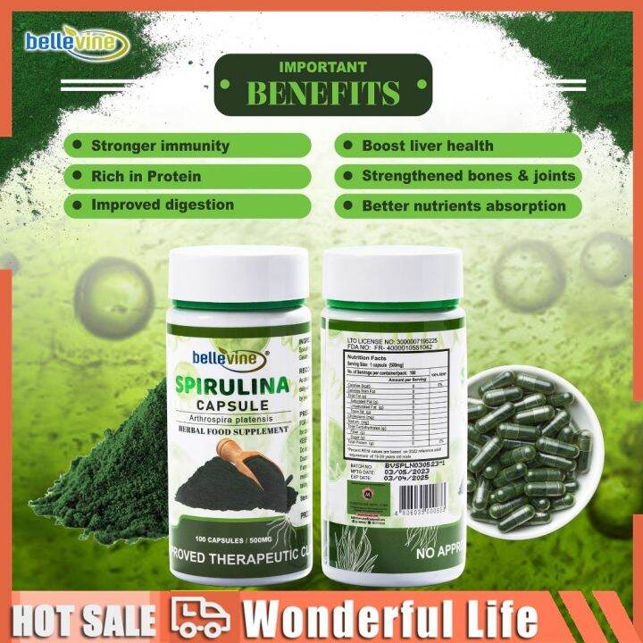 Spirulina Herbal Supplement 100 Capsules Lazada PH