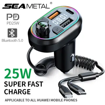 Shop Pd25w Car Charger Dual Usb Smart Fast Chargers With 2in1 Charging  Cable 12v 24v Bluetooth 5.0 Fm Transmitter Mp3 Player with great discounts  and prices online - Jan 2024