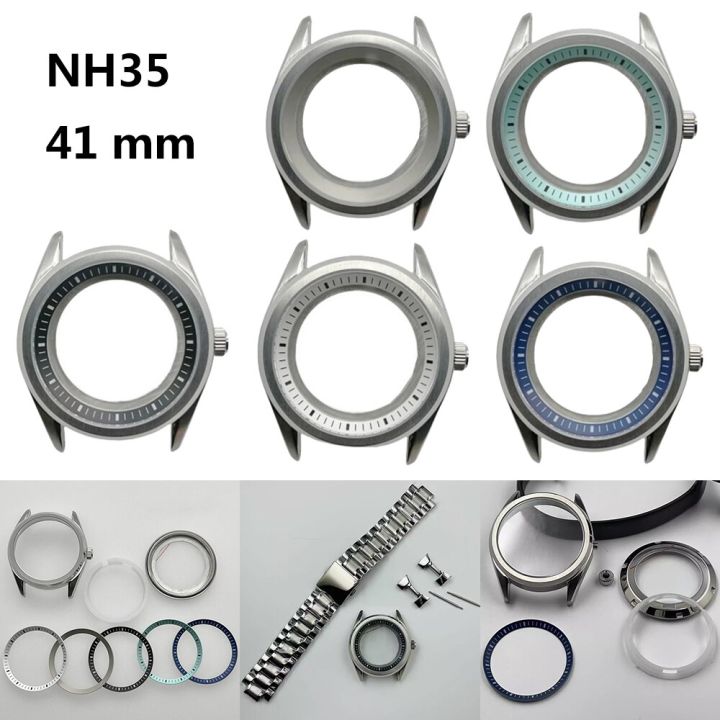 NH35 Sapphire Glass Watch Case, 41Mm Stainless Steel Case Strap Set ...