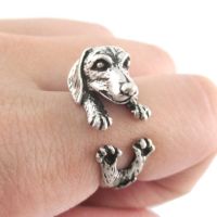 Fashion Ring Realistic Dachshund Dog Puppy Animal Ring For Women Girl Gift