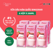 Lốc Sữa Dâu Hàn Quốc Binggrae Strawberry Milk 200ml x 6 hộp