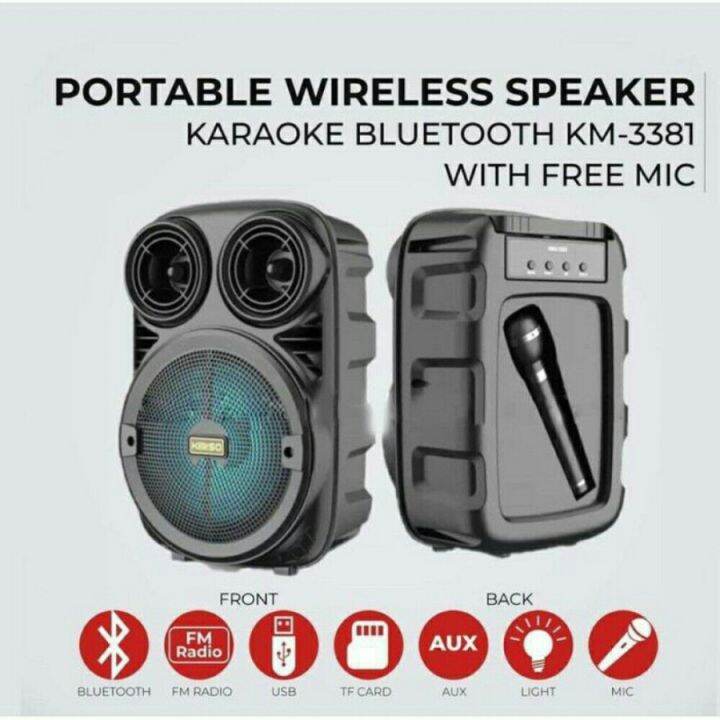 Speaker Bluetooth KIMISO KMS 3381 BONUS Mic 6.5 INCH KARAOKE FM BASS