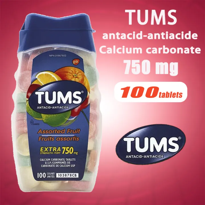 TUMS Calcium carbonate tablets EXP.01/26 antacid antiacide 750mg 100 tablets Lazada.co.th