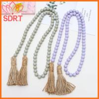 SDRT Boho ของตกแต่งงานหัตถกรรมงานทำมือไม้แบบชนบทแขวนผนังตกแต่งบ้านในชนบทแบบงานประดิษฐ์ทำมือลูกปัดภาวนาลูกปัดไม้